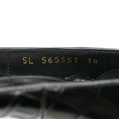 Saint Laurent Calfskin Crocodile Embossed Opyum 110 Pumps 38 Black 9 of 11