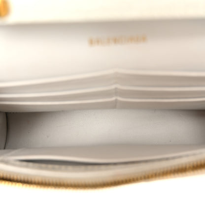 Balenciaga Shiny Calfskin Crocodile Embossed Hourglass Chain Bag White 5 of 11