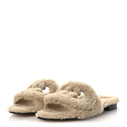 Gucci Shearling Interlocking G Cut Out Slide Sandals 37 Butterscotch 4 of 10