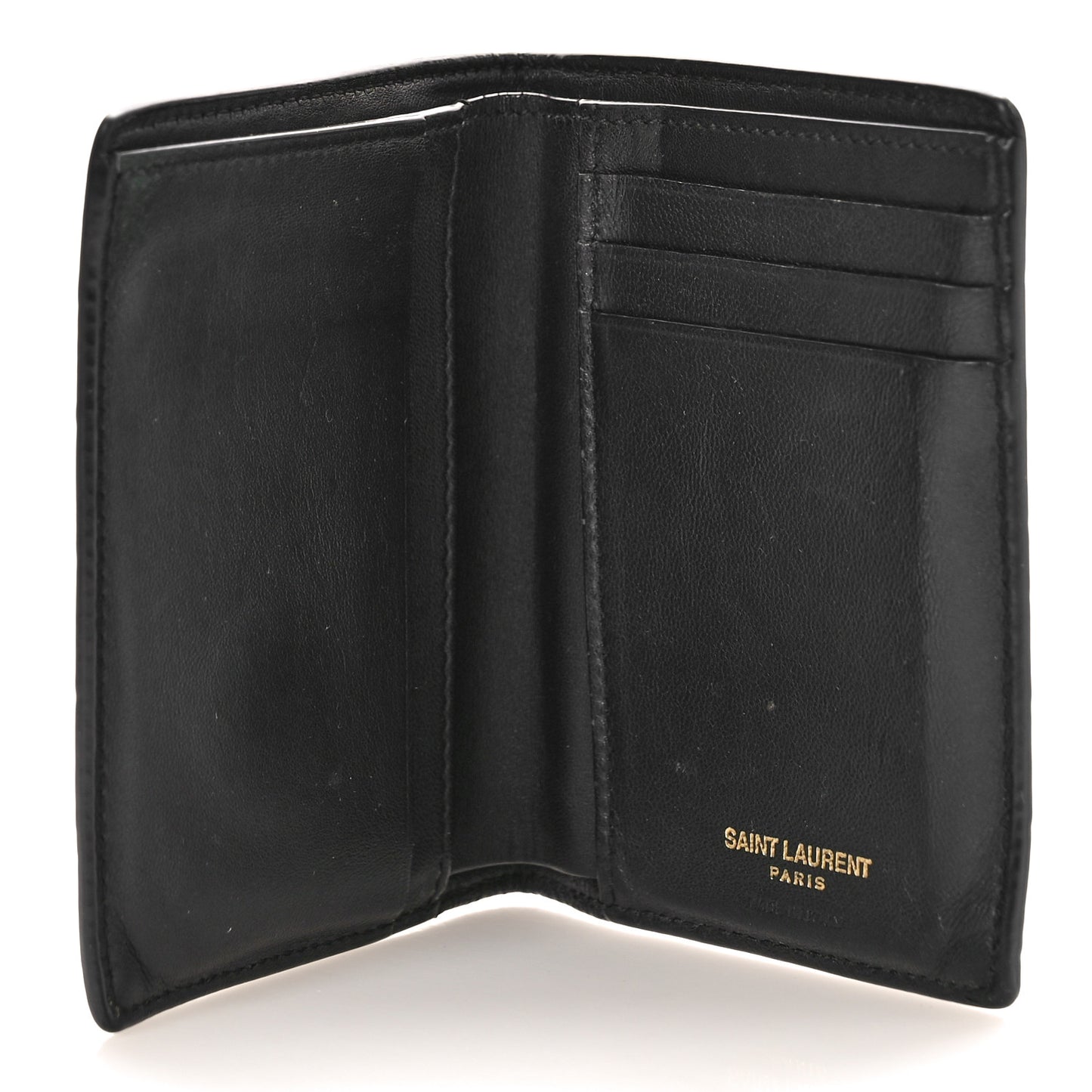 Calfskin Crocodile Embossed Tiny Monogram Credit Card Wallet Black