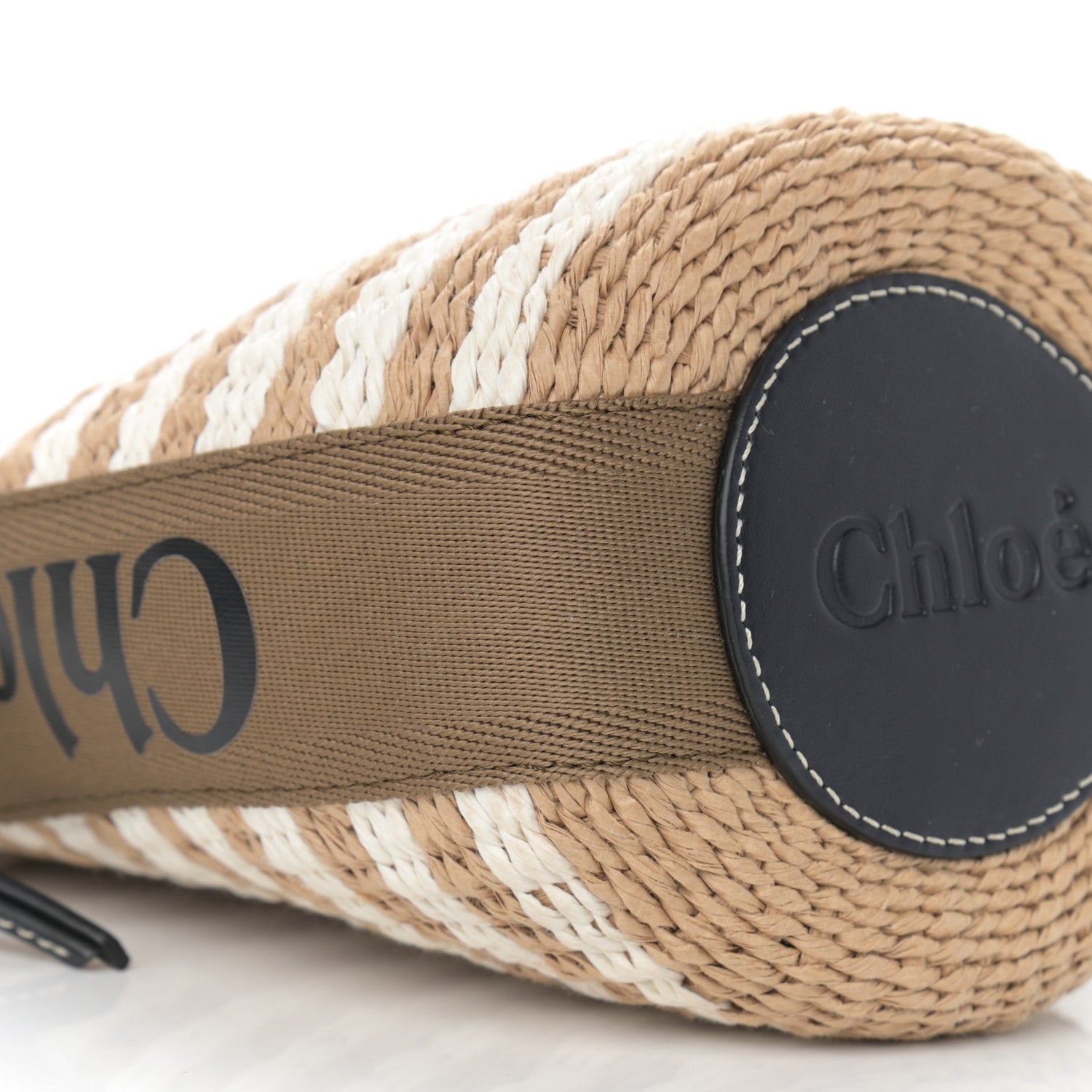 Chloe Raffia Calfskin Small Woody Striped Basket Bag Grove Brown 9 of 10