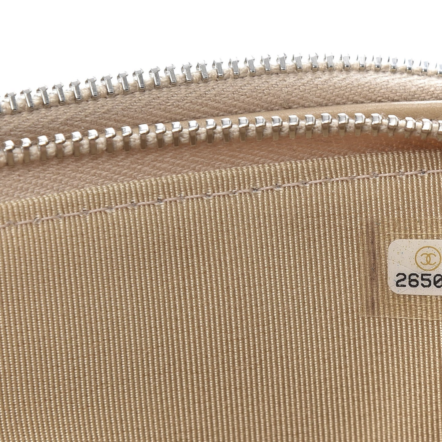 Caviar Quilted Small Clutch With Chain Beige