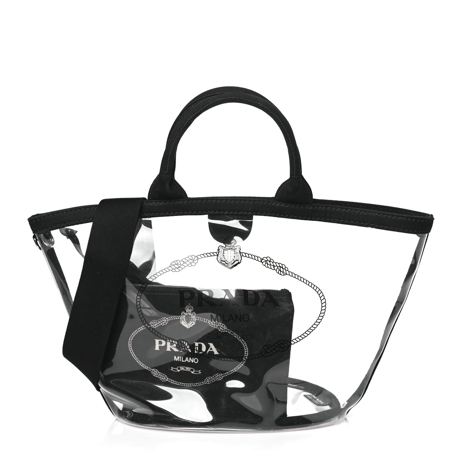 Prada Plexiglass Canapa Small Shopper Tote Black 1 of 9
