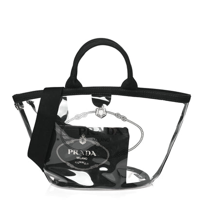 Prada Plexiglass Canapa Small Shopper Tote Black 1 of 9