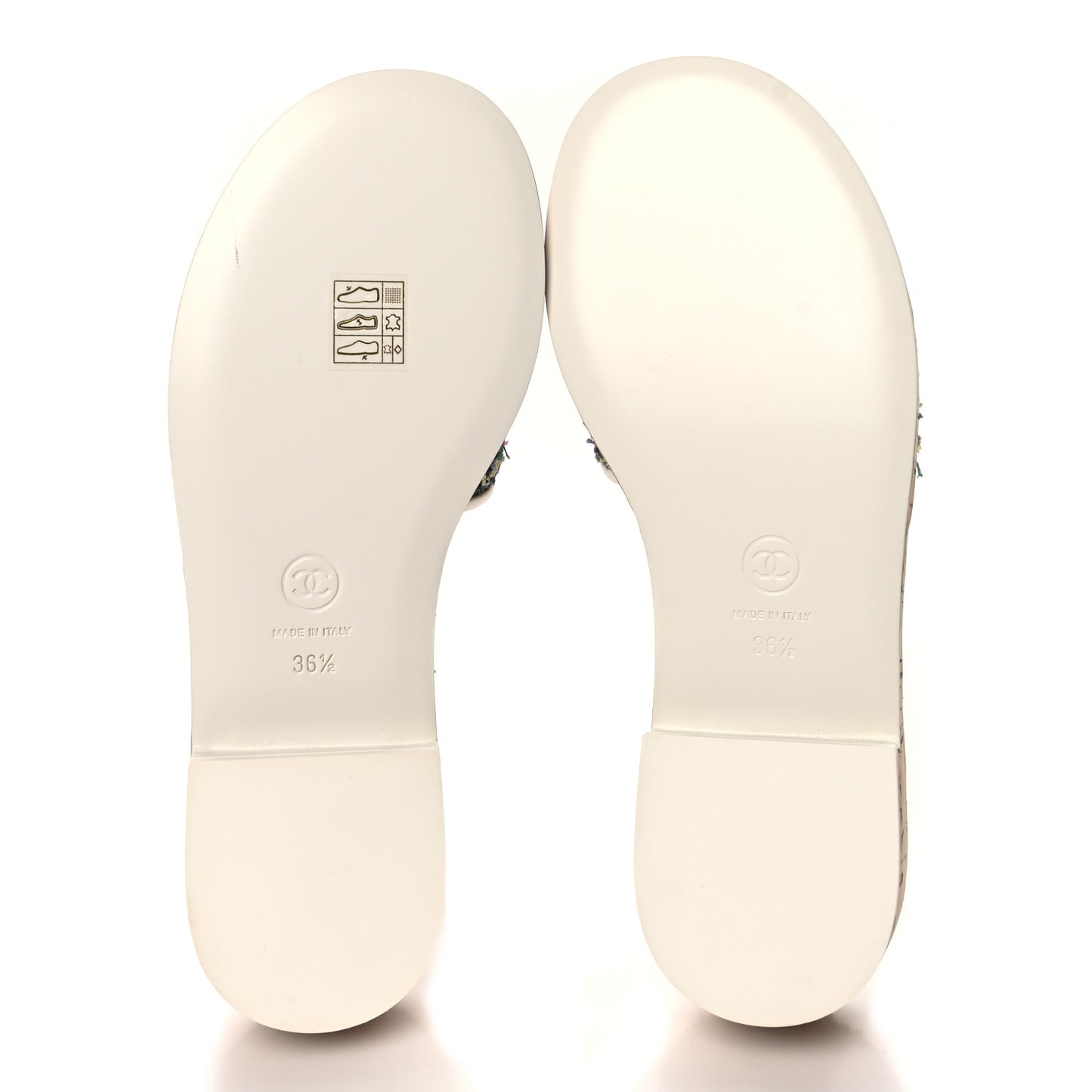 Tweed Cork CC Chain Mule Sandal 36.5 Green Multicolor