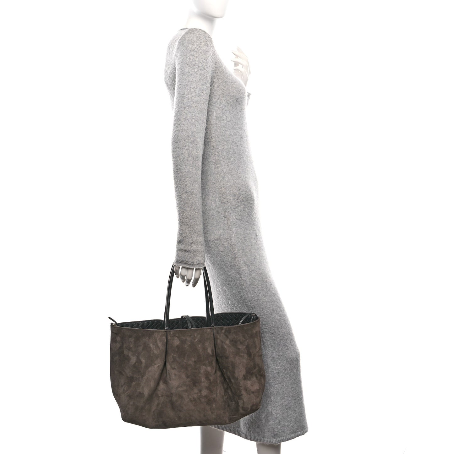 Calfskin Intrecciato Large Pinacoteca Reversible Tote Black Fondant