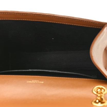 Saint Laurent Grain De Poudre Textured Mixed Matelasse Triquilt Medium Monogram Satchel Tan 5 of 8