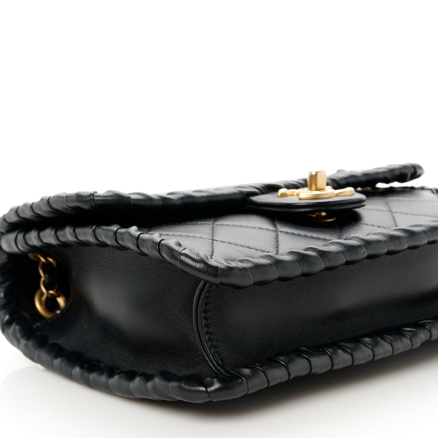Calfskin Braided My Own Frame Flap Black