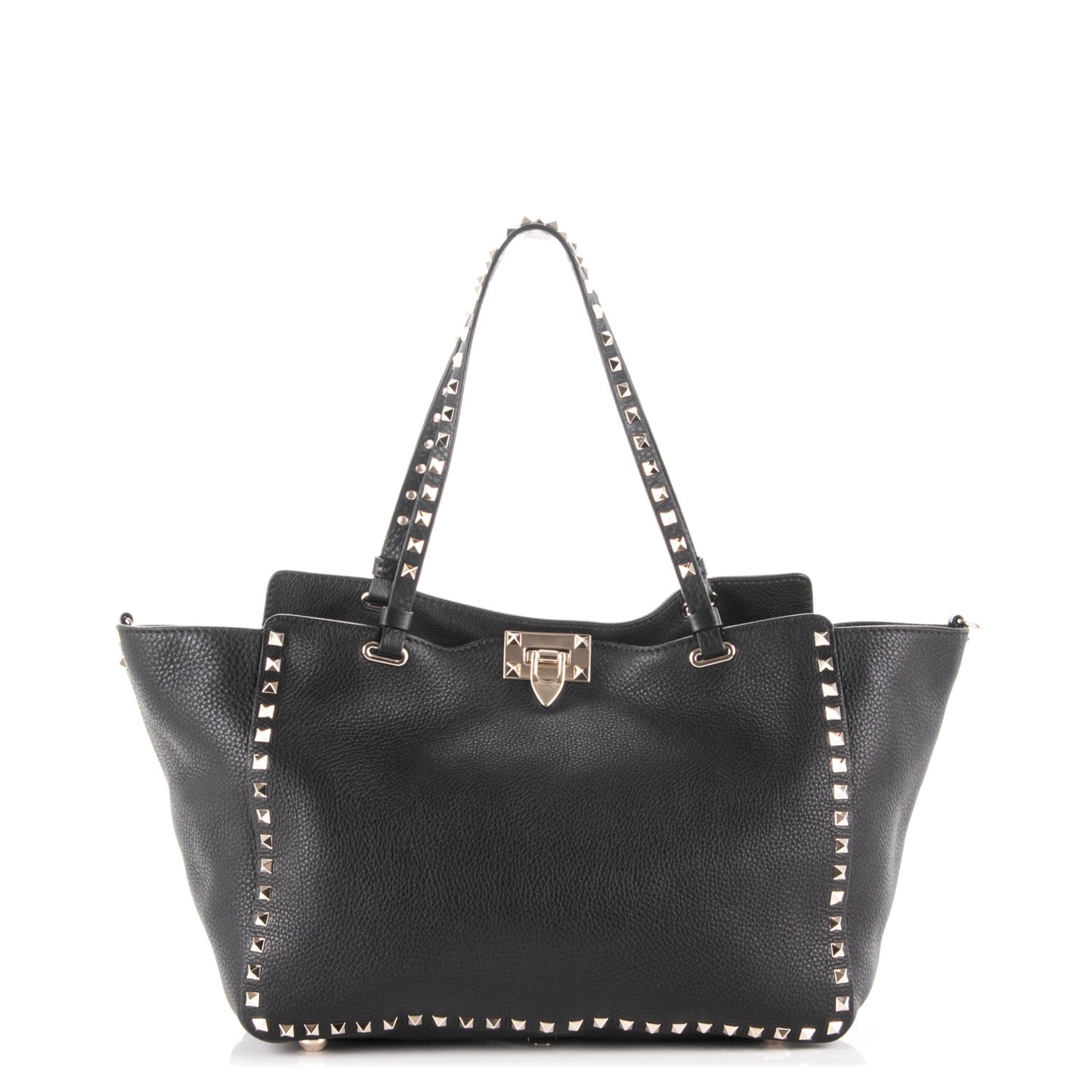 Alce Printed Calfskin Medium Rockstud Tote Black