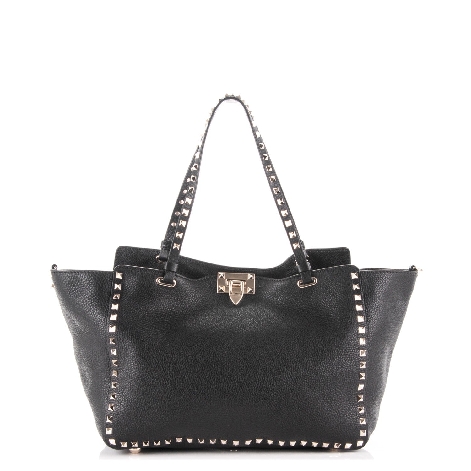 Valentino Garavani Alce Printed Calfskin Medium Rockstud Tote Black 1 of 8