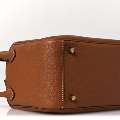 Hermes Taurillon Clemence Mini Lindy 20 Gold 9 of 14