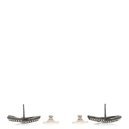 Chanel Crystal Pearl Chain Mania CC Earrings Gold 3 of 5