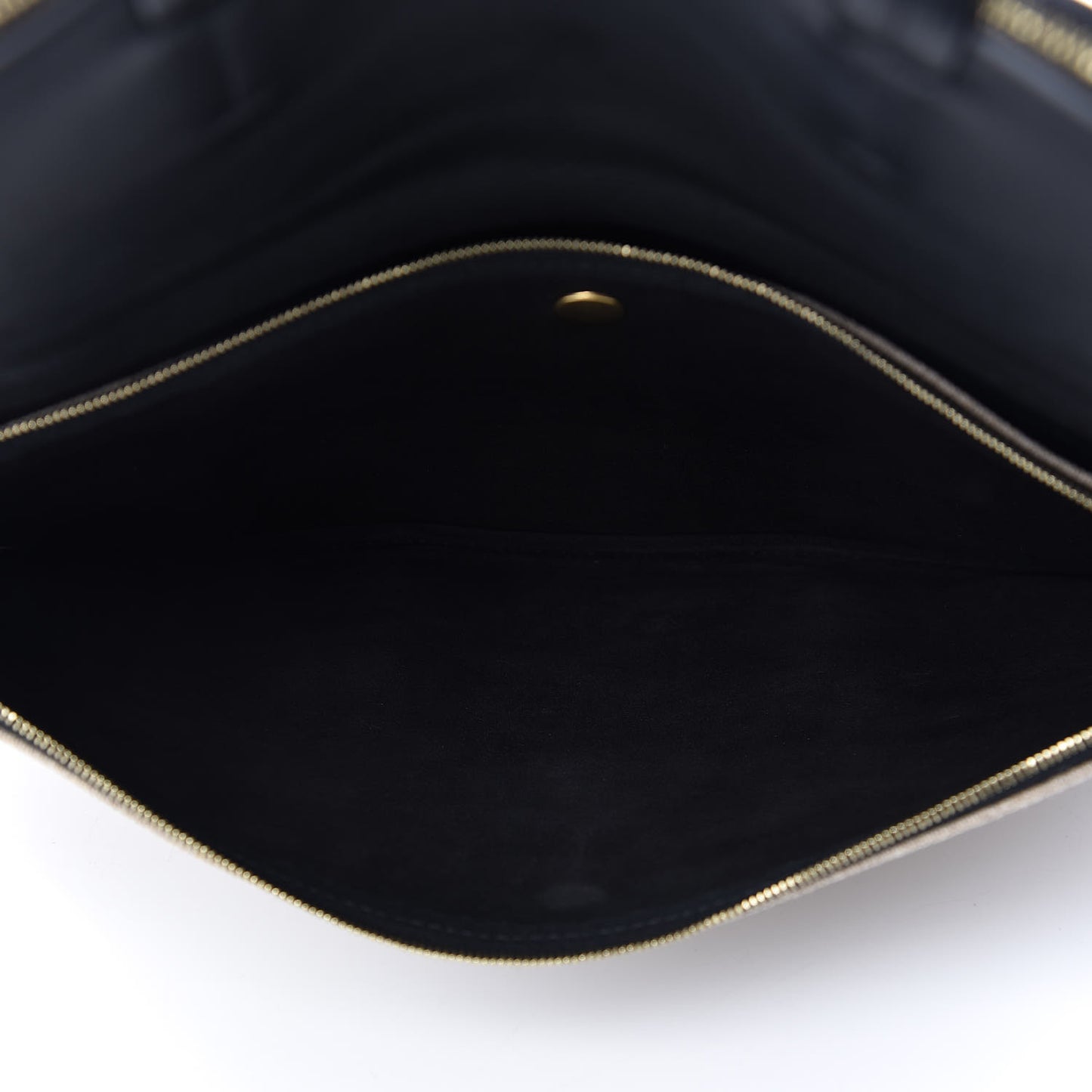 Smooth Calfskin Linen Folded Cabas Black