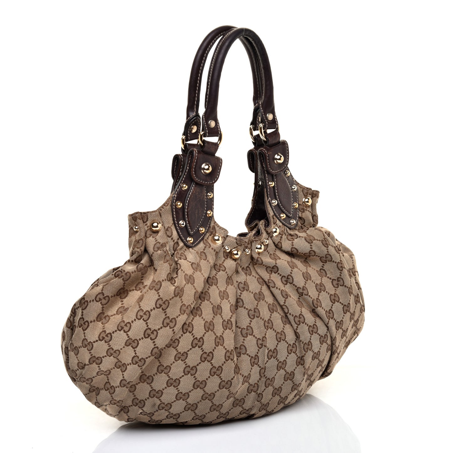 Monogram Studded Medium Pelham Shoulder Bag Dark Brown