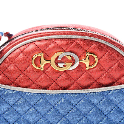 Gucci Laminated Nappa Trapuntata Mini Zumi Dome Shoulder Bag Rosso Marine Argento 9 of 9