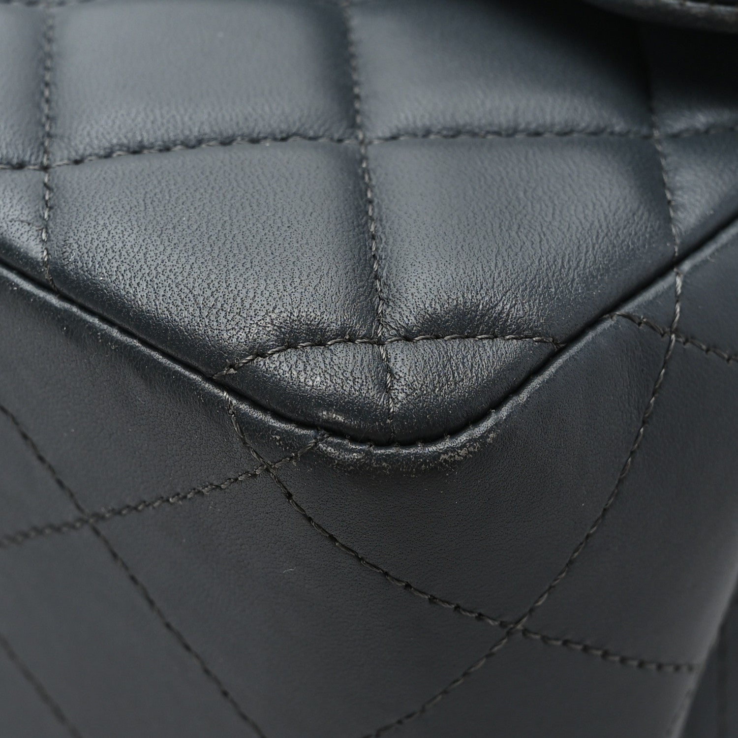 Chanel Lambskin Quilted Jumbo Double Flap Charcoal Grey 9 of 11
