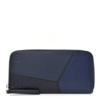 Loewe Calfskin Embossed Repeat Puzzle Zip Around Wallet Blue 1 of 10