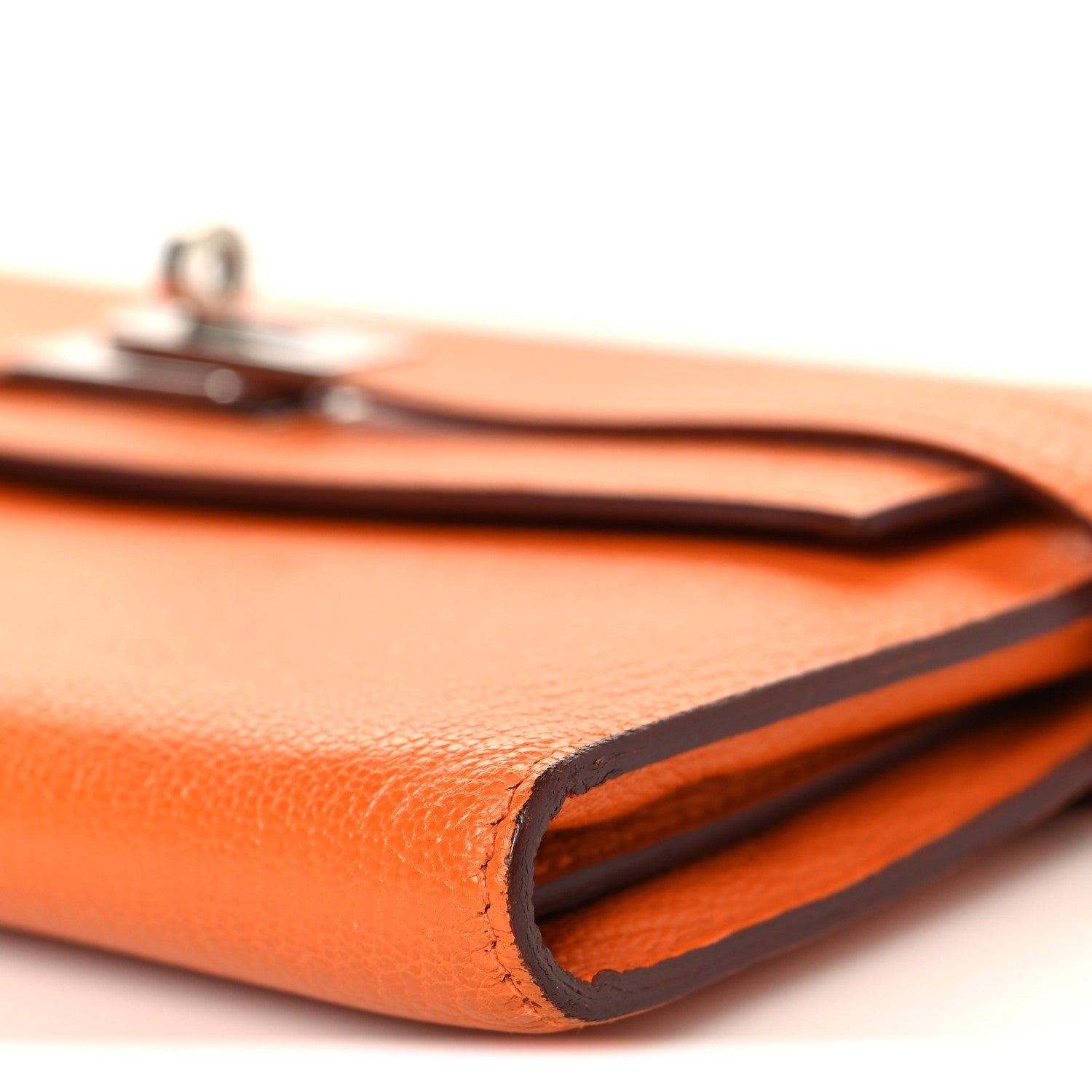 Hermes Chevre Mysore Kelly Longue Wallet Orange 9 of 12