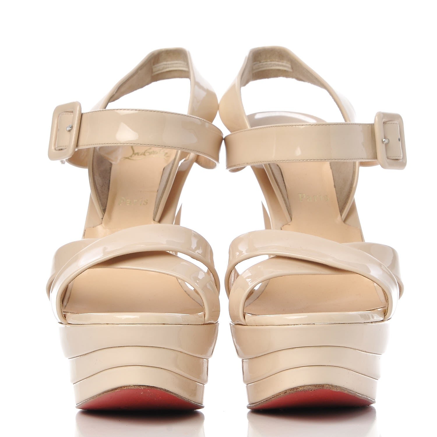 Christian Louboutin Patent Amelissa Platform Sandals 37 Natural 2 of 12