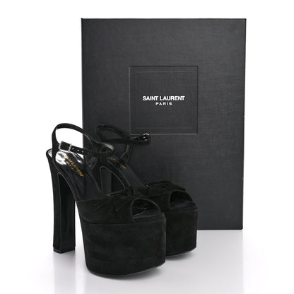 Saint Laurent Suede Bianca 85 Platform Sandals 37 Black 13 of 13