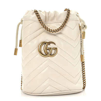 Gucci Calfskin Matelasse Mini GG Marmont 2.0 Bucket Bag White 1 of 8