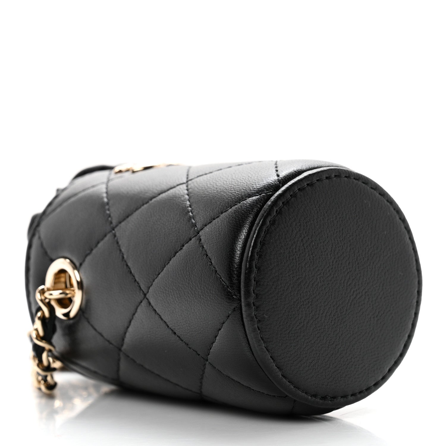 Chanel Lambskin Quilted Mini Bucket Bag With Chain Black 4 of 9