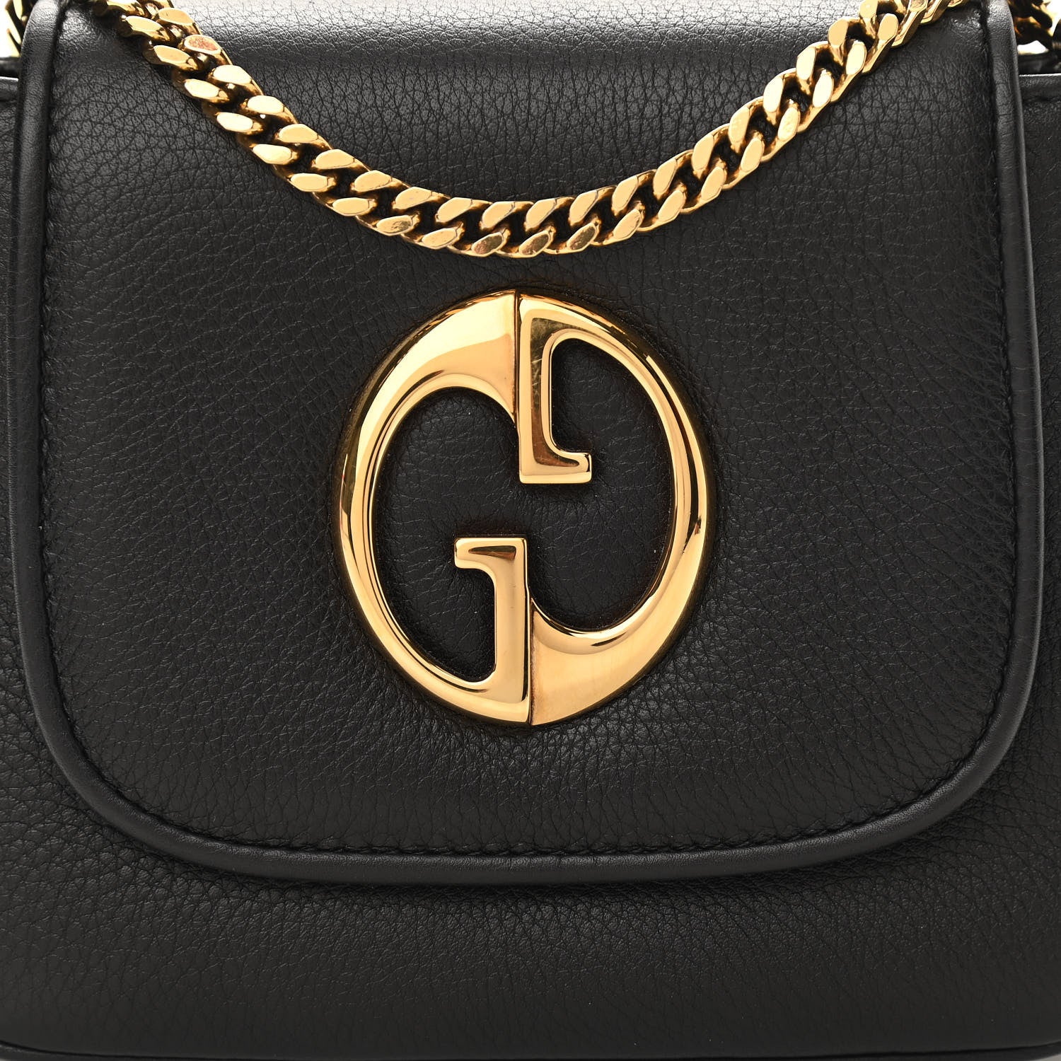 Gucci Pebbled Calfskin Small 1973 Chain Shoulder Bag Black 9 of 12