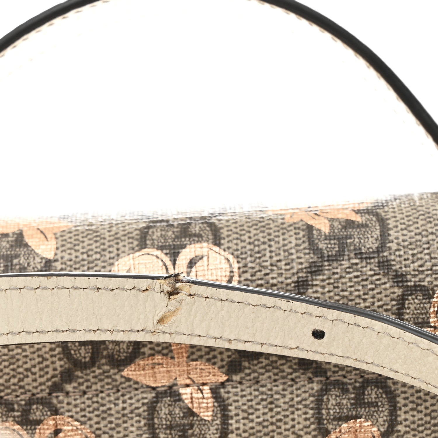 Gucci GG Supreme Monogram Berry Textured Dollar Calfskin Mini Padlock Top Handle Shoulder Bag Beige Ebony Light Copper Mystic White 11 of 12