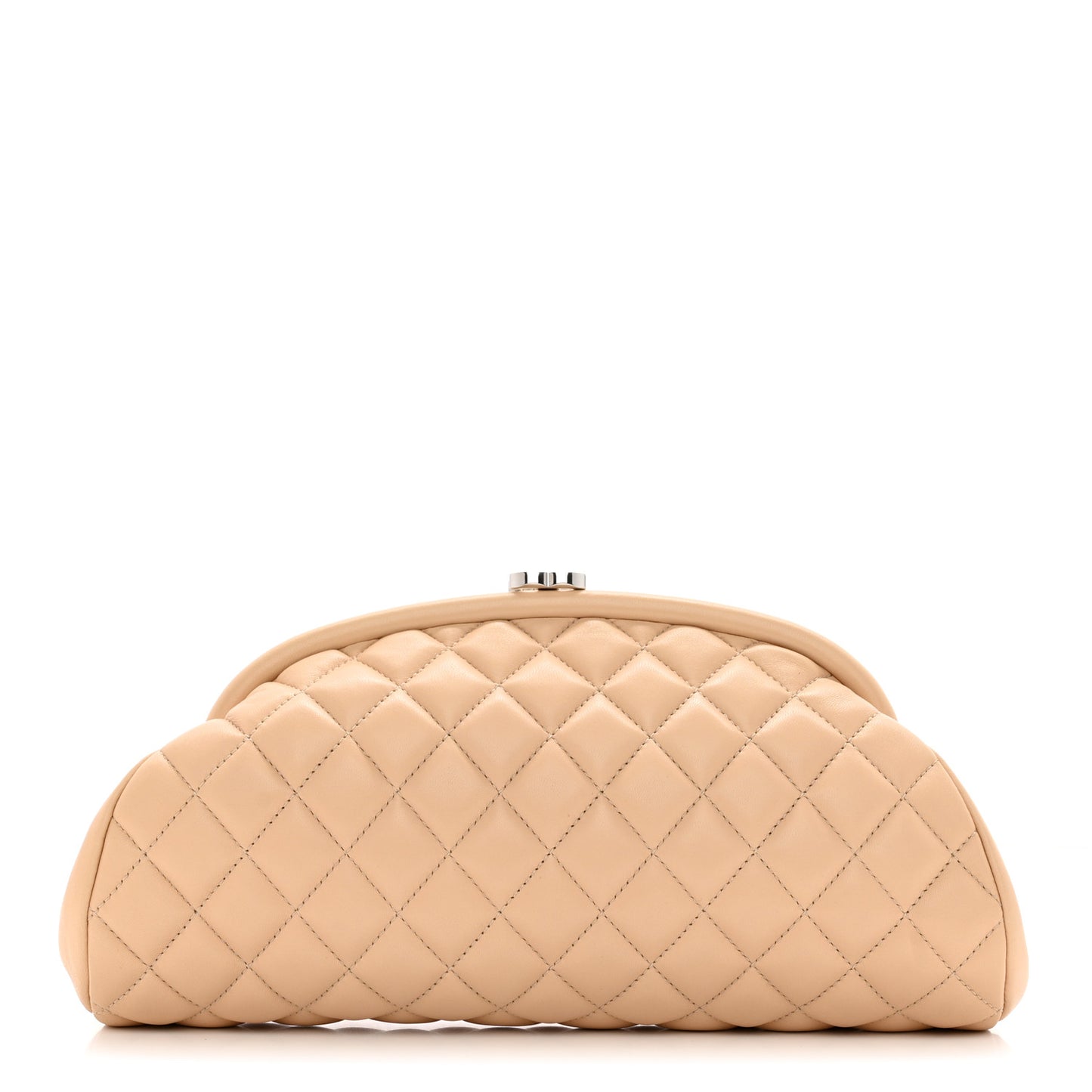 Lambskin Quilted Timeless Clutch Beige Clair