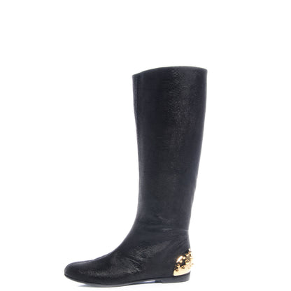 FASHIONPHILE GIUSEPPEZANOTTIEmbossedStingrayLeatherSpikedCapBoots37.5NeroBlack 1 of 5