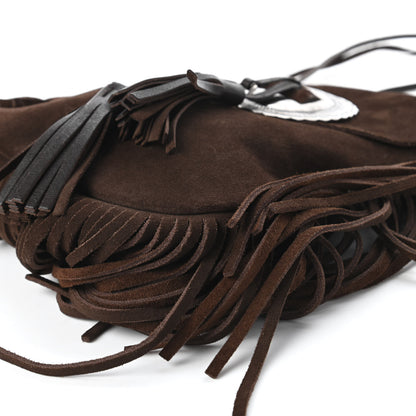 Saint Laurent Suede Fringe Flat Anita Crossbody Bag Coffy Marrone 7 of 9