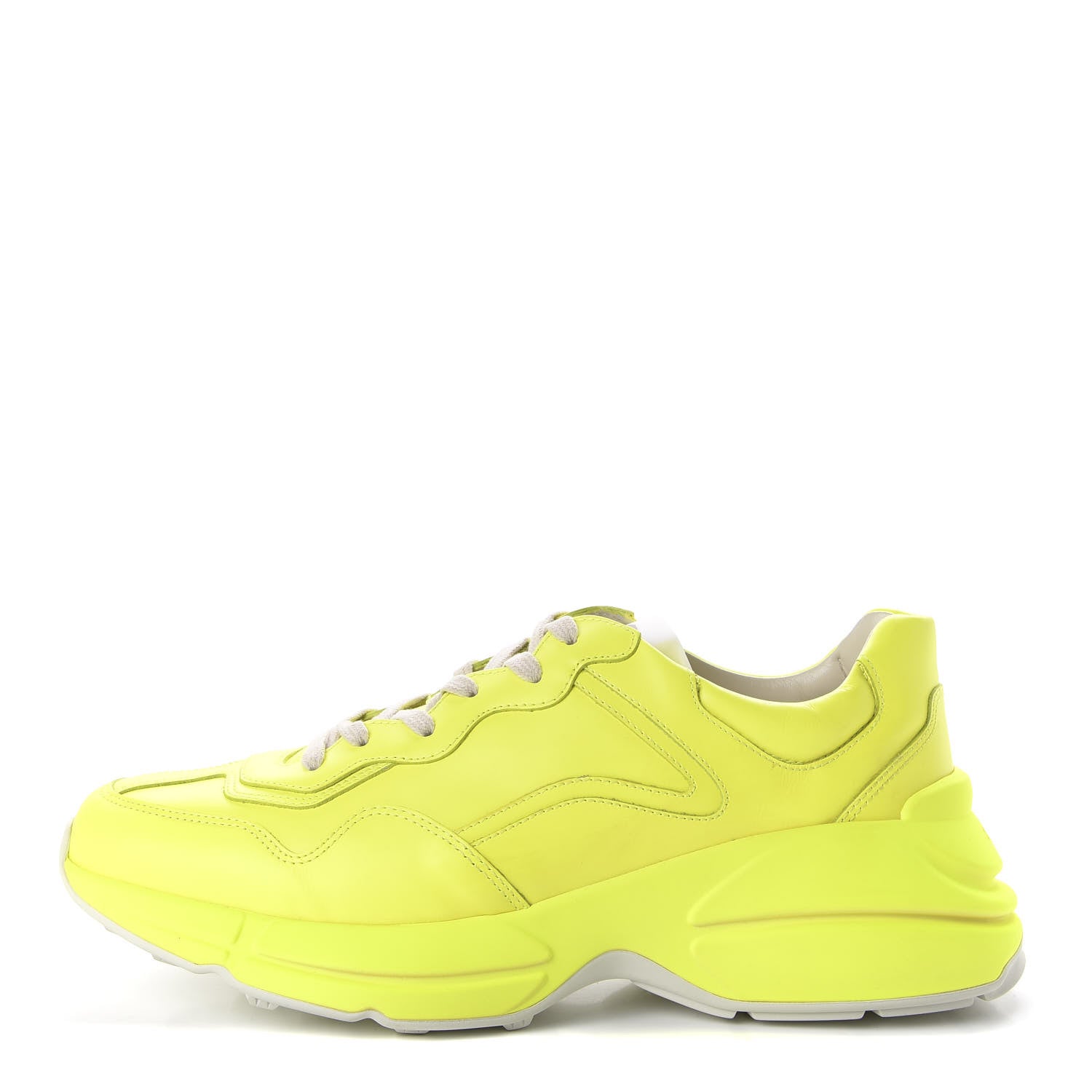 Gucci Calfskin Mens Rhyton Sneakers 9 Yellow Fluo 1 of 10