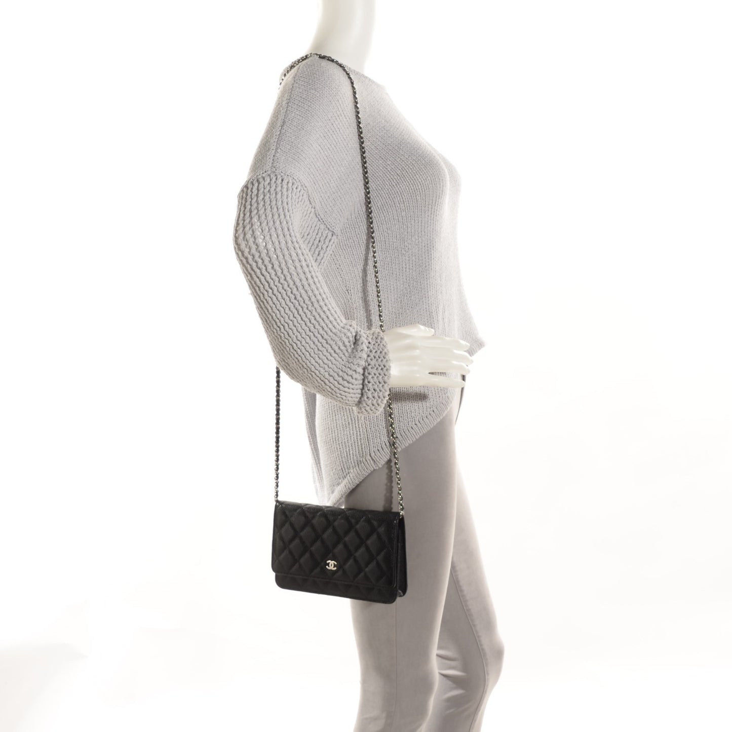 Caviar Quilted Wallet On Chain WOC Black