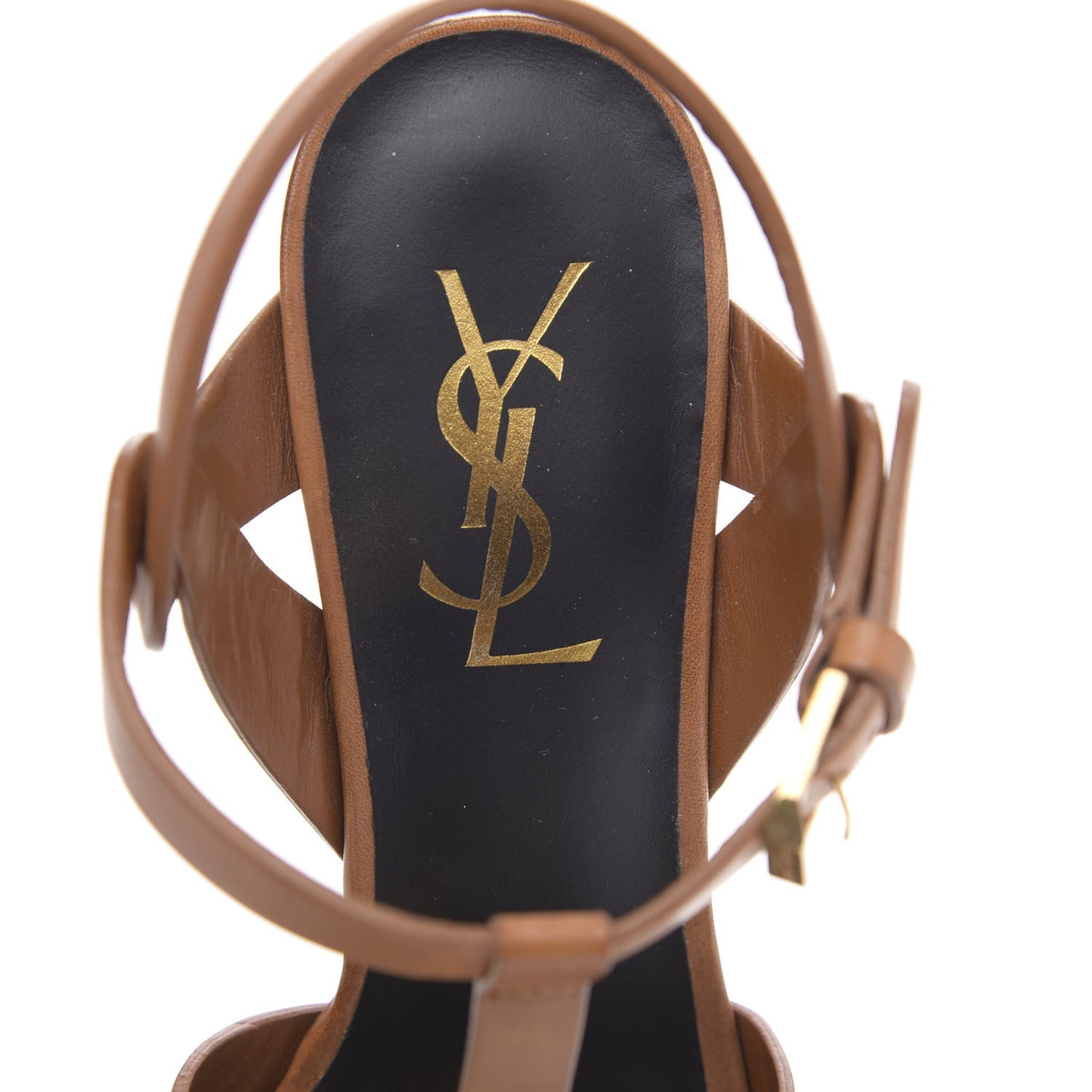 Calfskin Tribute 75 Platform Sandals 36.5 Amber