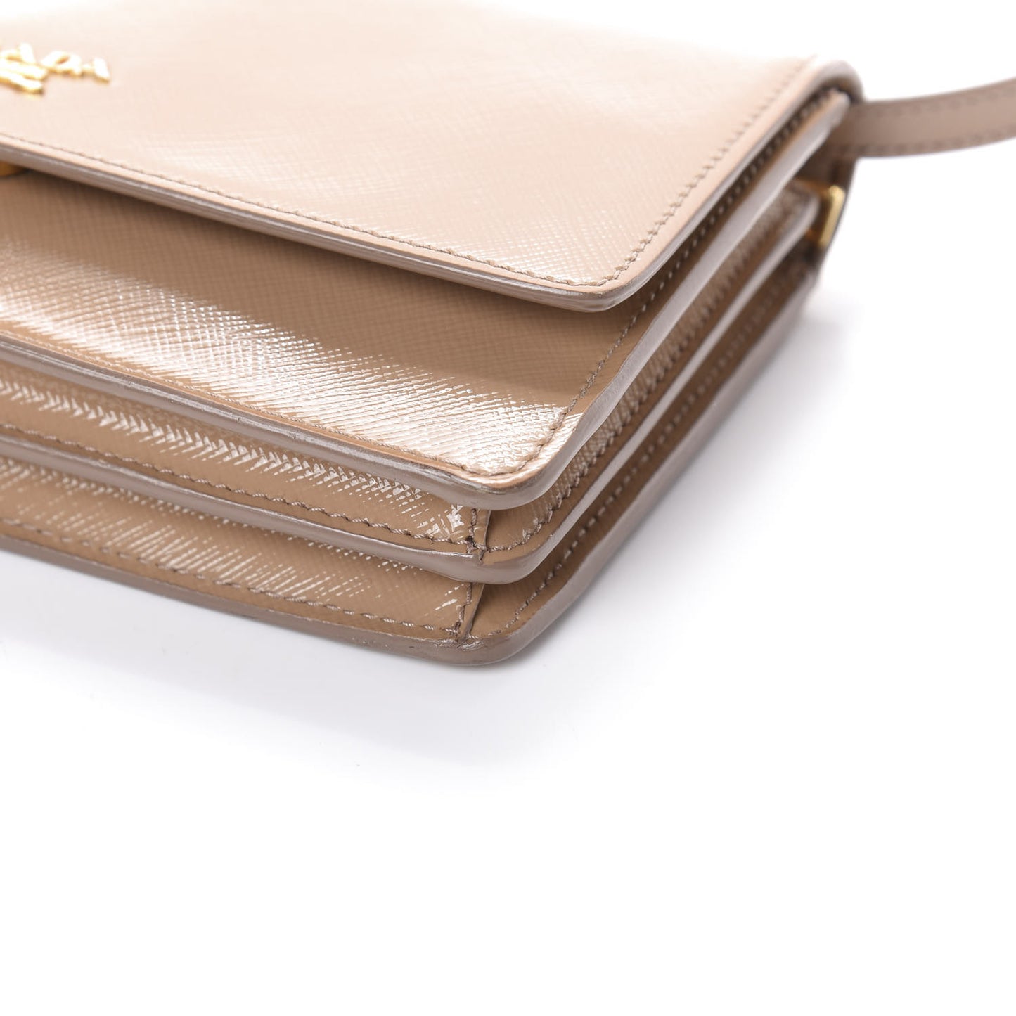 Saffiano Vernice Metal Flap Wallet with Strap Cammeo