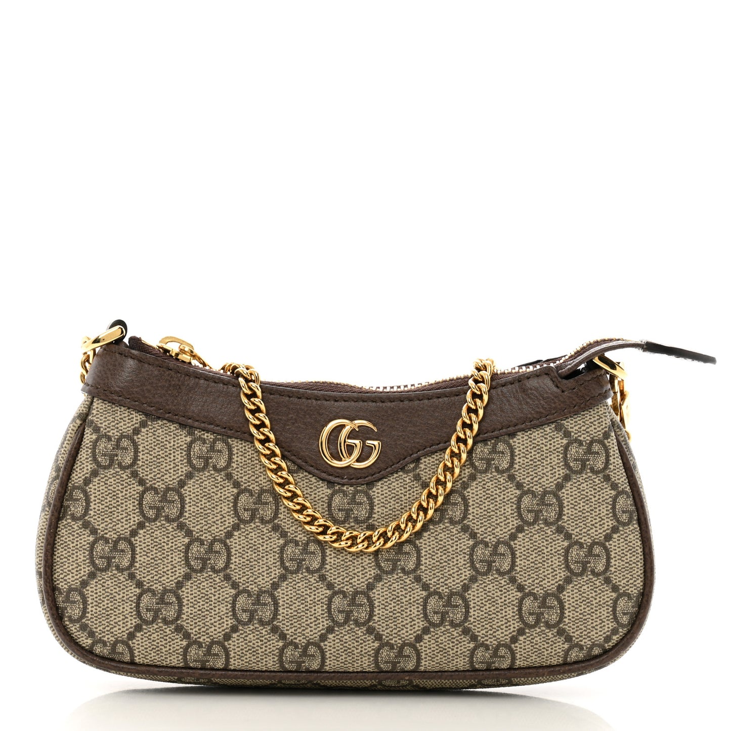 GG Supreme Monogram Textured Dollar Calfskin Mini Ophidia Chain Bag Beige Ebony