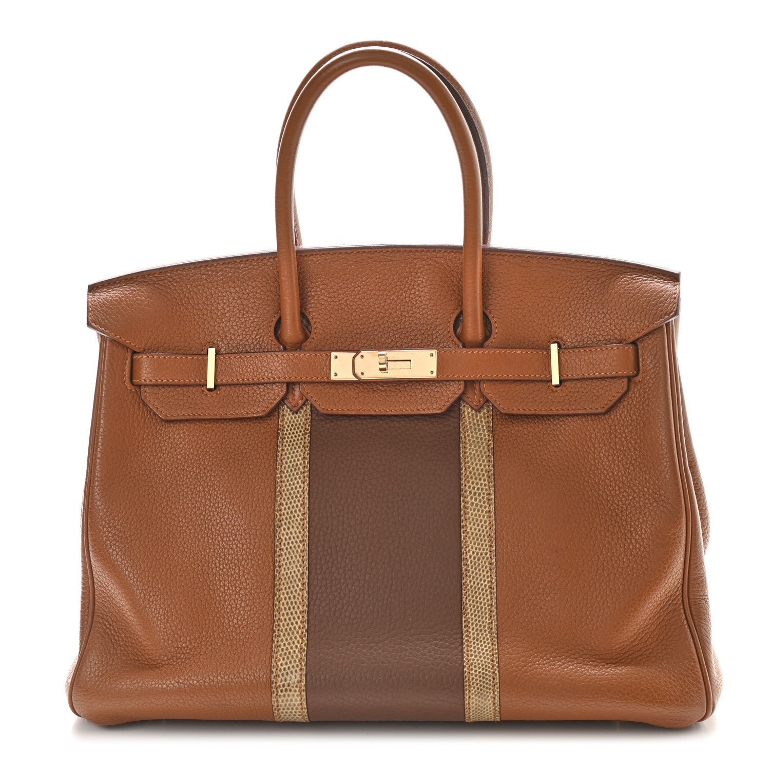 Hermes Taurillon Clemence Lizard Club Birkin 35 Gold Marron D'Inde 1 of 12