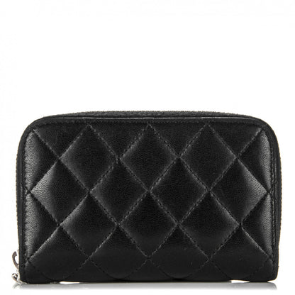 Chanel Lambskin Quilted Zip Around Card Holder Black 1 of 9