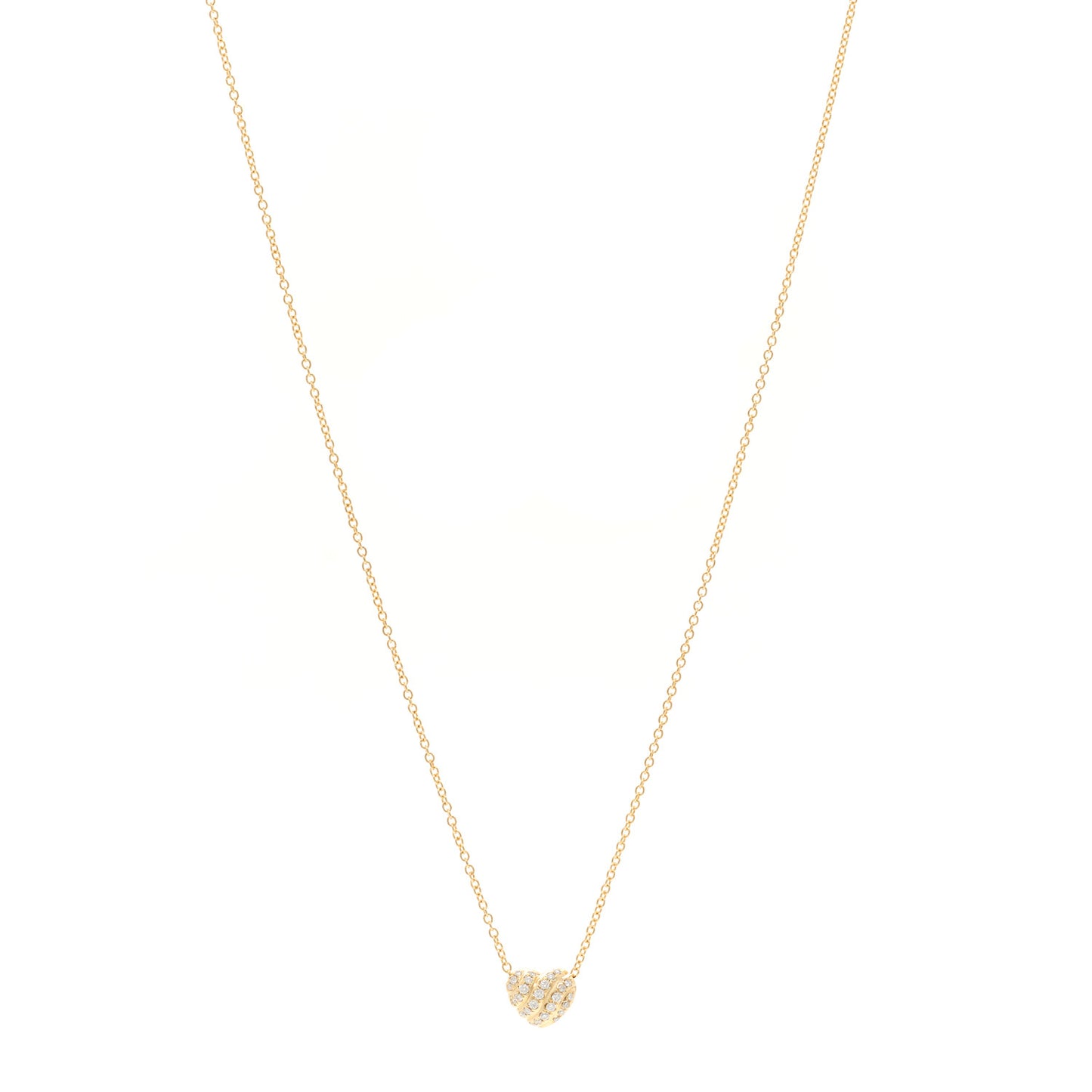 18K Yellow Gold Diamond Cable Heart Pave Pendant Necklace