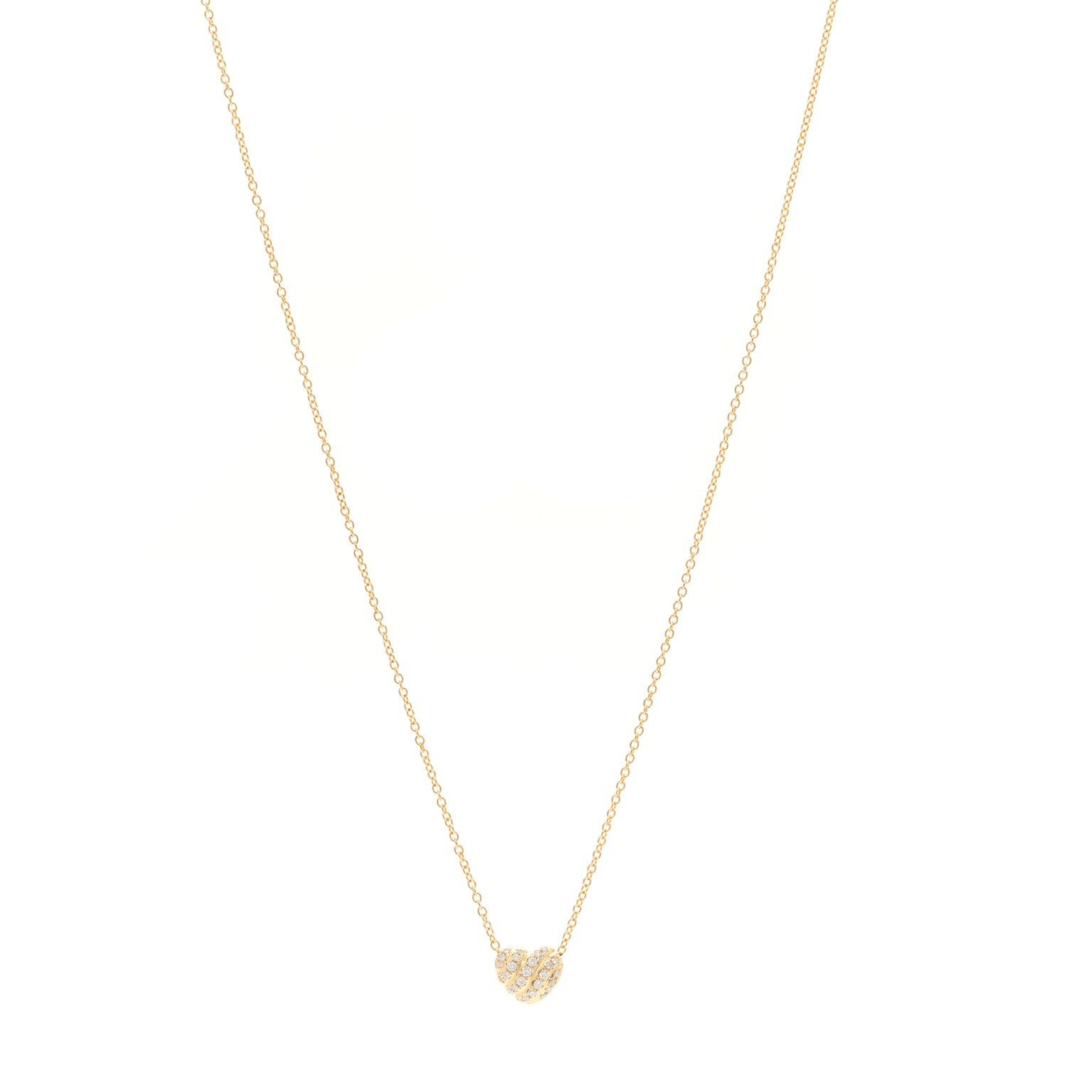David Yurman 18K Yellow Gold Diamond Cable Heart Pave Pendant Necklace 1 of 4