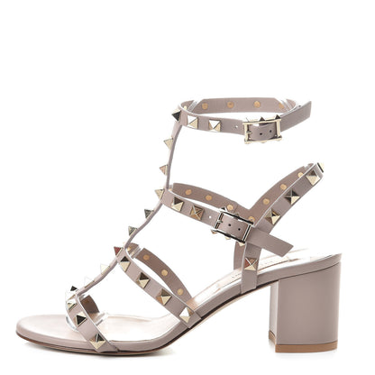 Valentino Garavani Calfskin Rockstud 60mm City Sandals 35 Poudre 1 of 8