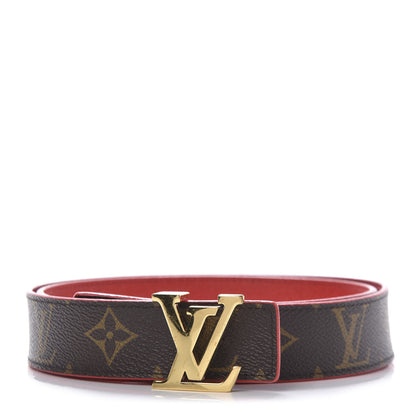 Louis Vuitton Calfskin Monogram LV Initiales Reversible Belt 80 32 Red 1 of 6