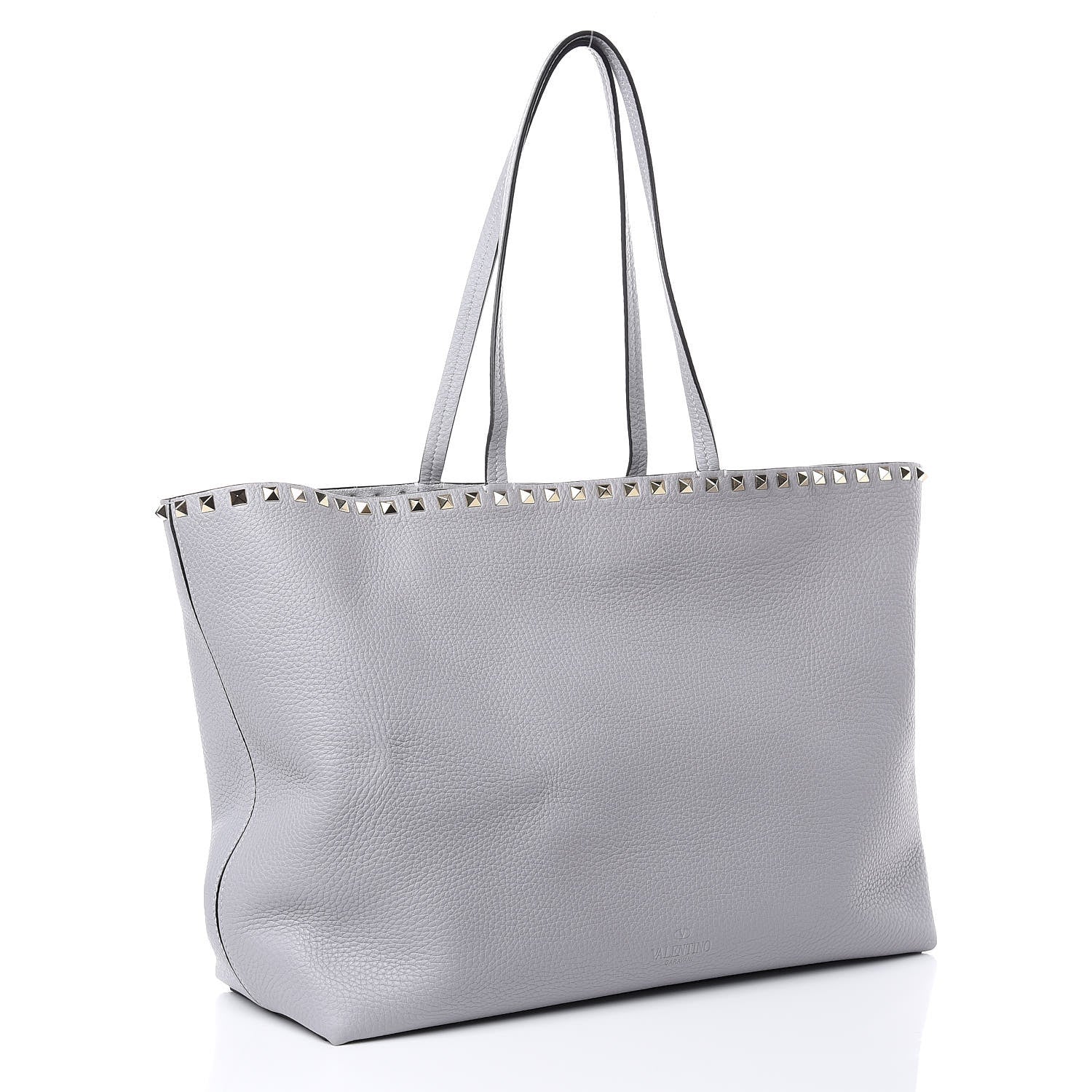 Valentino Garavani Grained Calfskin Rockstud Shoulder Tote Pastel Grey 3 of 8