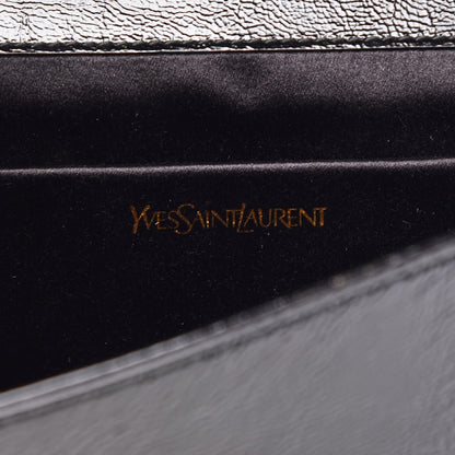 Saint Laurent Textured Patent Monogram Large Belle De Jour Clutch Black 6 of 7