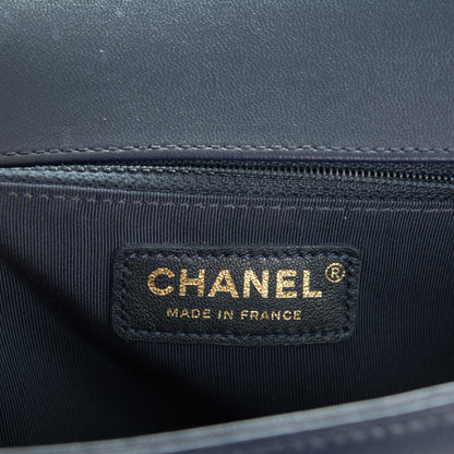 Chanel Lambskin Quilted New Medium Boy Flap Dark Navy Blue 6 of 8
