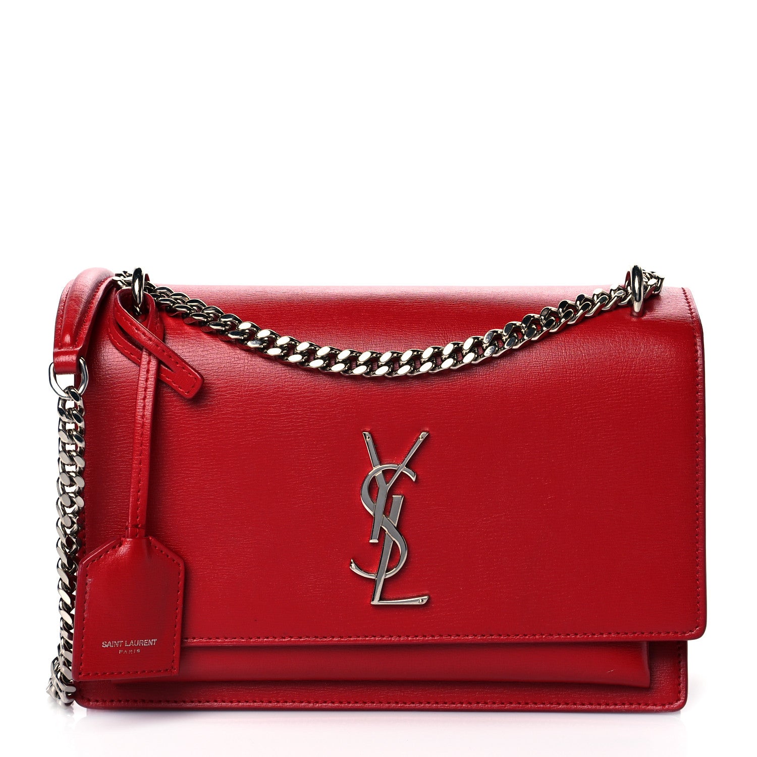 Saint Laurent Grained Calfskin Medium Monogram Sunset Red 1 of 9