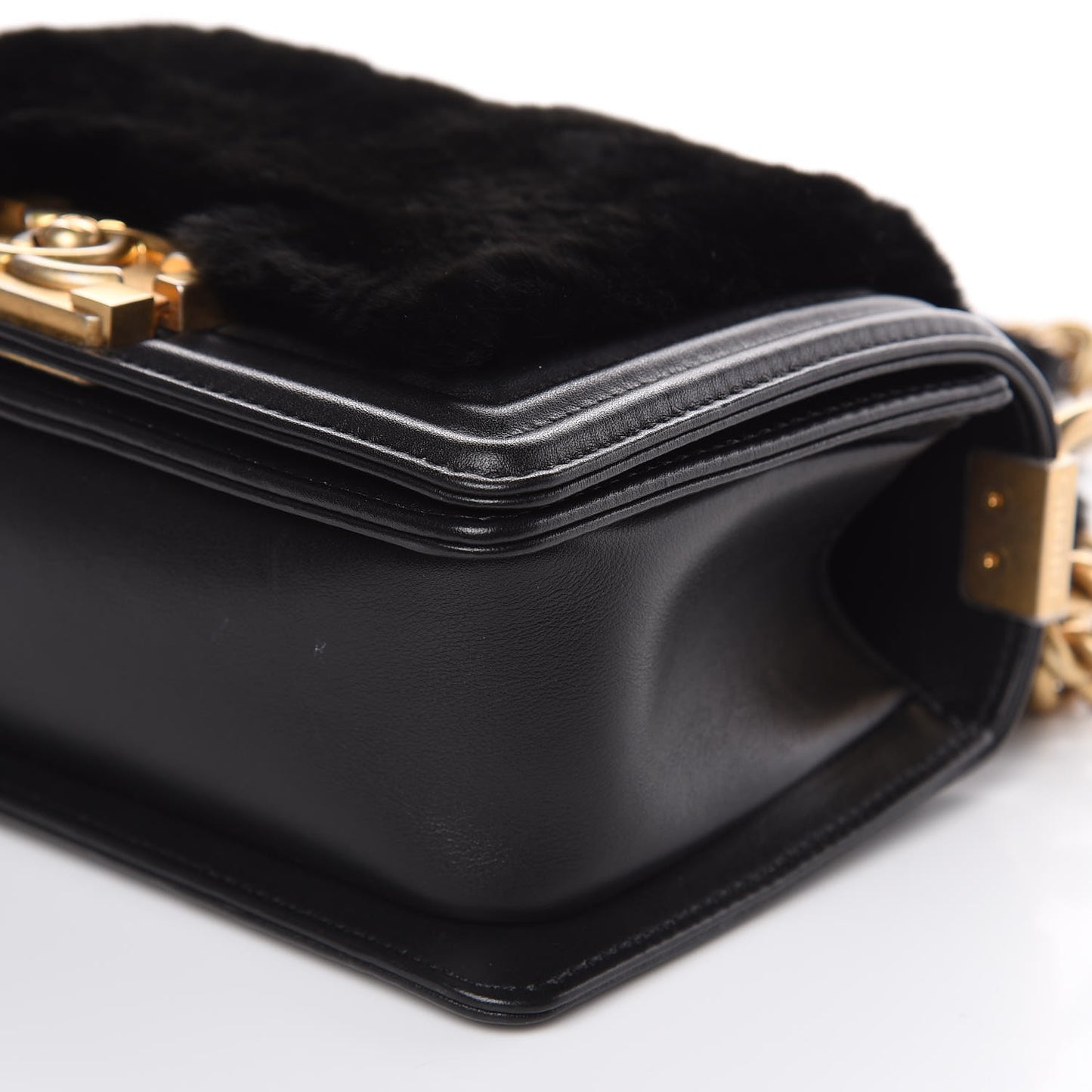 Orylag Rabbit Fur Calfskin Small Boy Flap Black