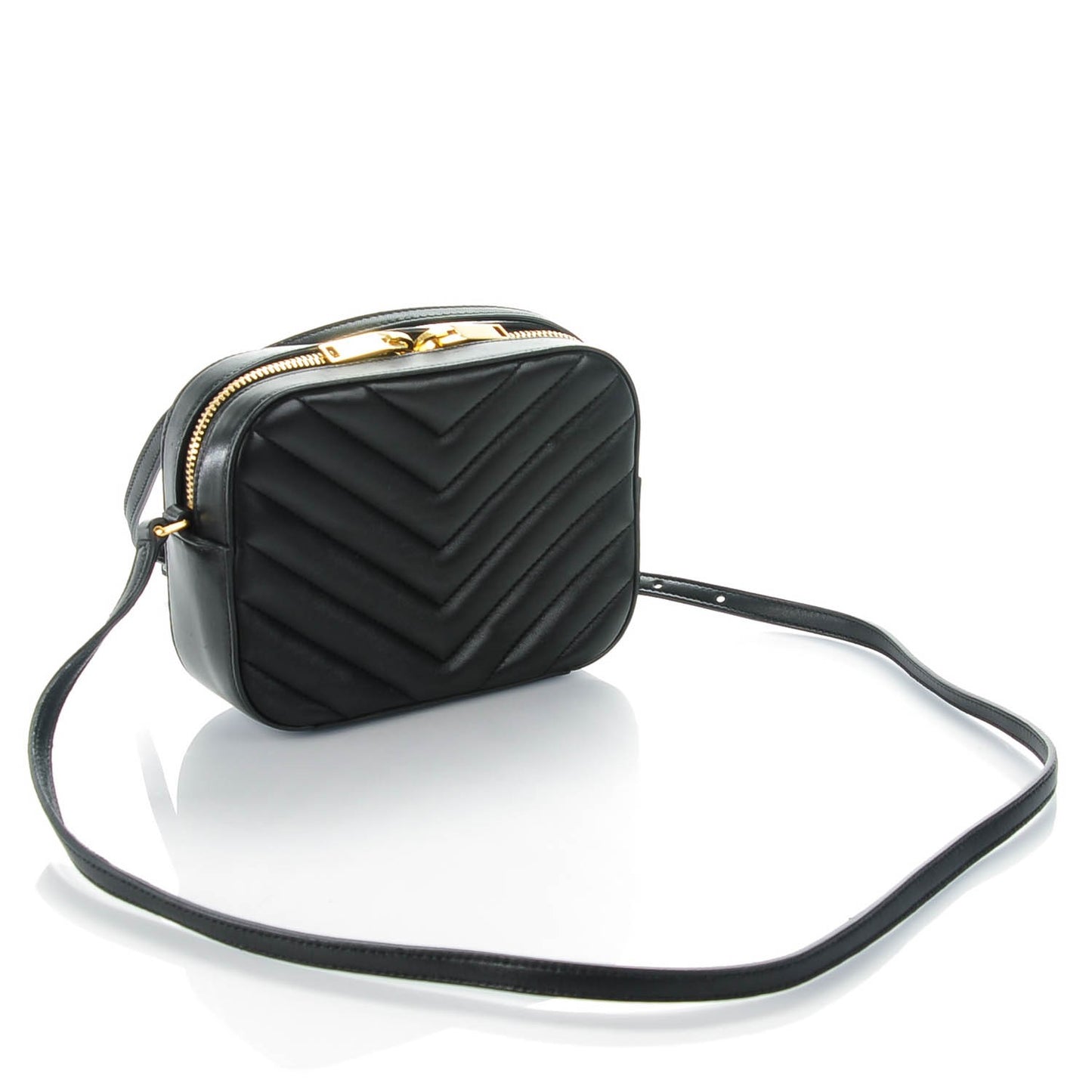 Lambskin Chevron Small Classic Monogram Camera Bag Nero Black