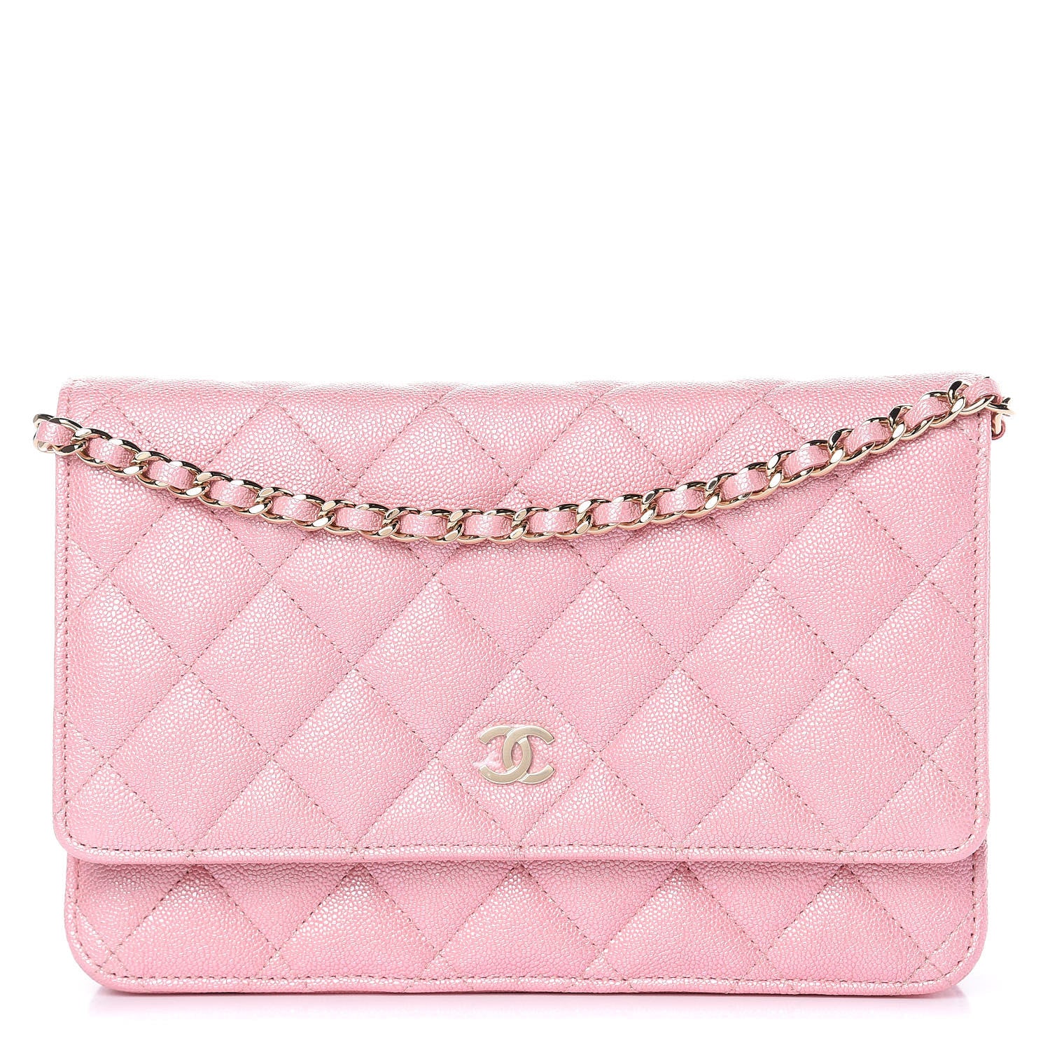 Chanel Iridescent Caviar Quilted Wallet on Chain WOC Rose Pink 1 of 12