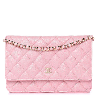 Chanel Iridescent Caviar Quilted Wallet on Chain WOC Rose Pink 1 of 12